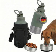 Hundetrinkflasche Mit Futternapf und Tragetasche